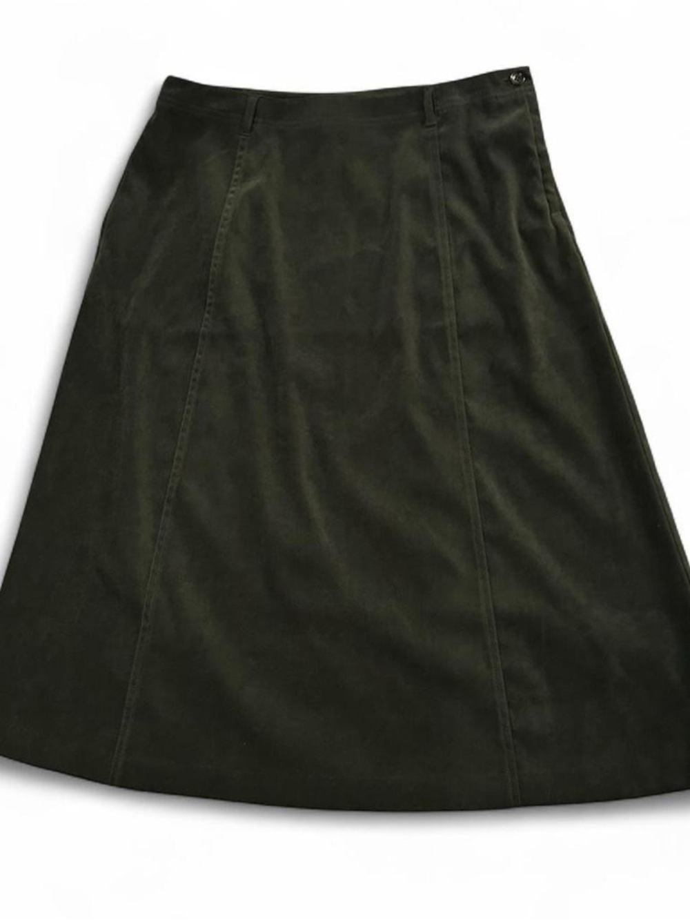 Appleseeds Classic A-Line Olive Green Midi Skirt Womens 12P Boho Retro Forest
